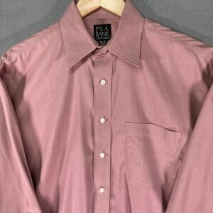 Jos A Bank Traveler Collection Mens 15.5 33 Pink‎ 100% Cotton Dress Shirt